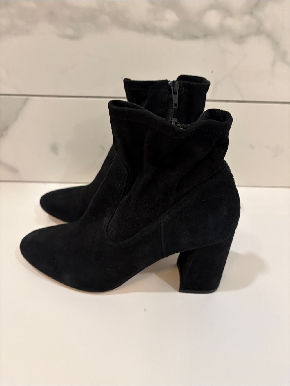 Club Monaco Black Suede Ankle Booties with Block Heel Size 38